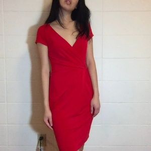 Mango red wrap dress